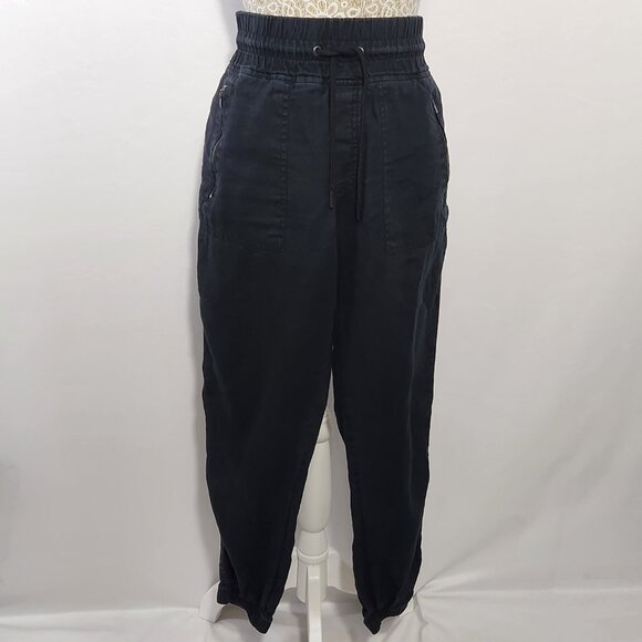 Athleta Cabo Women's Size 4 Black Linen Drawstring Elastic Waist Jogger #530642 - Picture 2 of 16